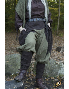 Pantalon médiéval large Ignis, marron-vert