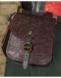 Sac médiéval Beatriz en cuir embossé rougeâtre