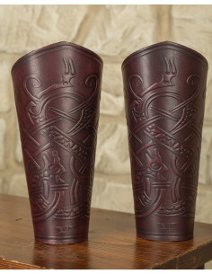 Brassards Viking Midgar Ragnarok, cuir rouge