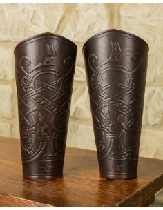 Brassards Viking Midgar Ragnarok, cuir marron