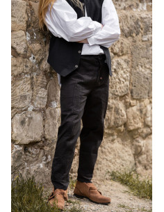 Pantalon médiéval coupe droite, couleur noir