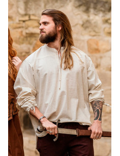 Chemise médiévale modèle Batrholomeus, couleur blanc naturel