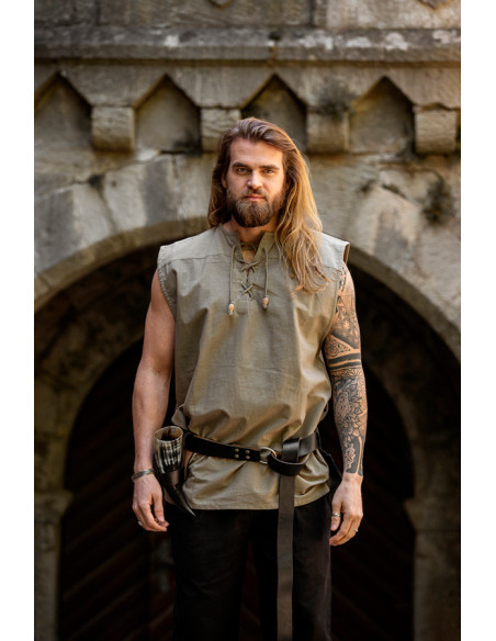 Chemise médiévale grise sans manches,...