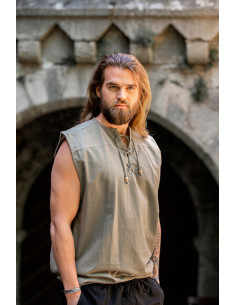 Chemise médiévale grise sans manches, modèle Jean 2