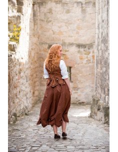 Jupe médiévale avec broderie modèle Svenja, marron tabac 2