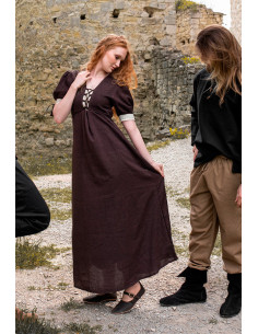 Robe médiévale Denise à lacets, naturel marron-blanc 2