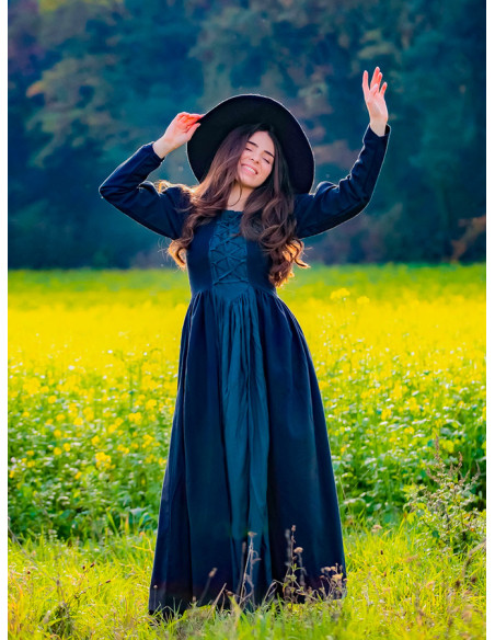 Robe médiévale Medusa, noir-bleu