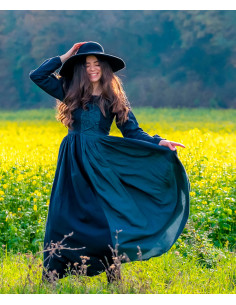 Robe médiévale Medusa, noir-bleu