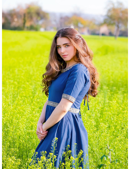 Robe médiévale femme Enin, couleur bleu