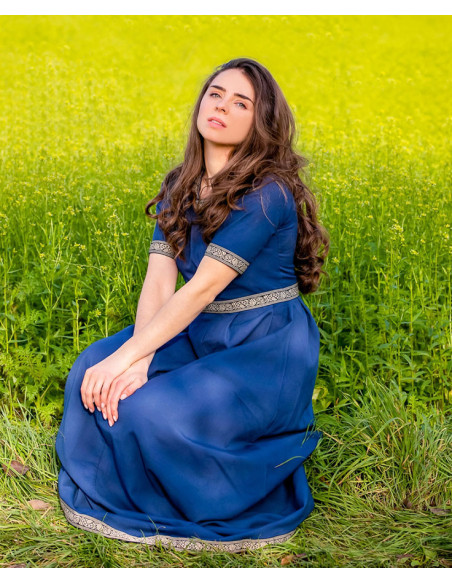 Robe médiévale femme Enin, couleur bleu