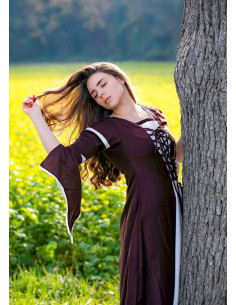 Robe médiévale femme Larissa, naturel marron-blanc 2