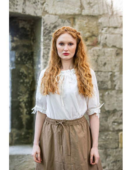 Cravates de chemisier médiéval blanc