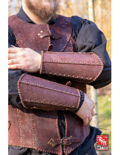 Brassards médiévaux de vétéran, en cuir marron