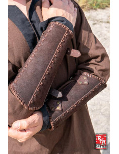 Brassards médiévaux de vétéran, en cuir marron 2