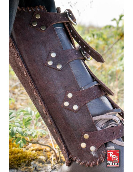 Grèves médiévales de vétéran, en cuir...