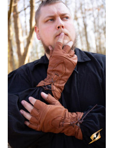 Gants fantaisie Pícaro en cuir marron clair