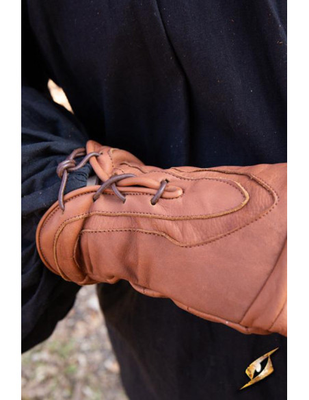 Gants fantaisie Pícaro en cuir marron...