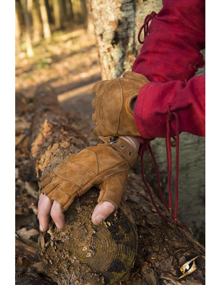 Gants celtiques en daim marron,...