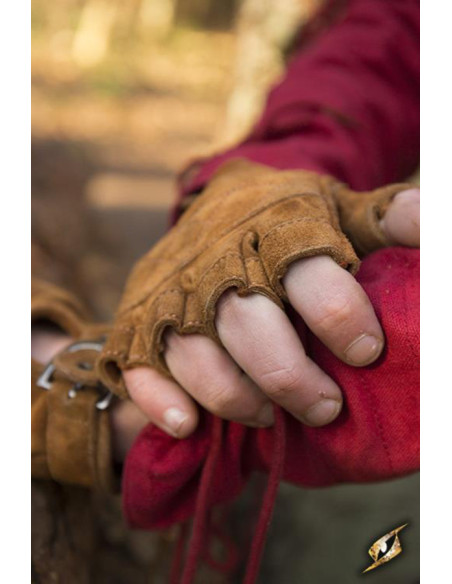 Gants celtiques en daim marron,...