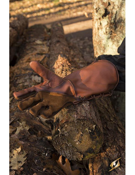 Gants médiévaux Falcon, cuir marron