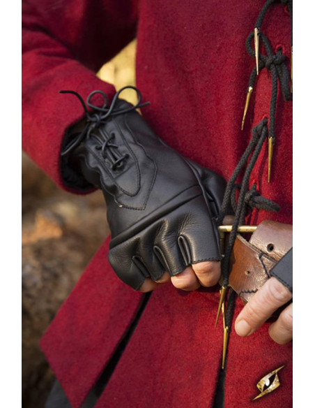 Gants fantaisie Pícaro en cuir noir