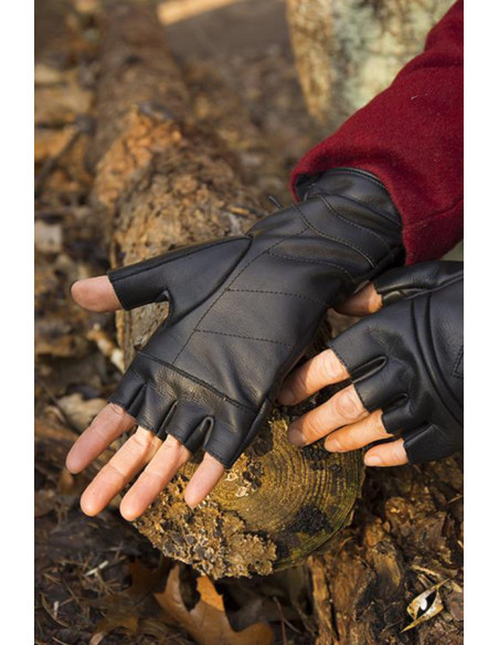 Gants fantaisie Pícaro en cuir noir