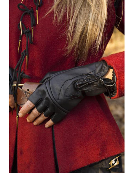 Gants fantaisie Pícaro en cuir noir