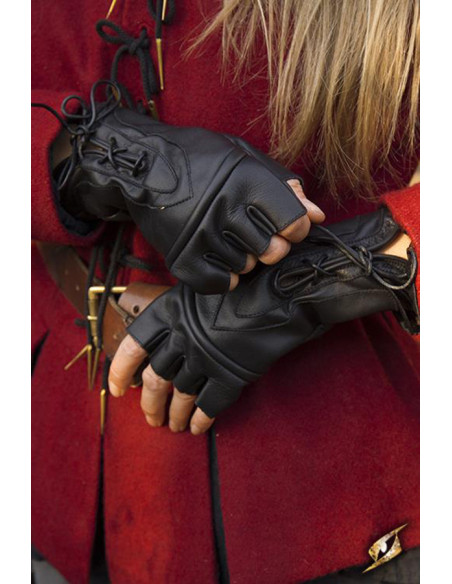 Gants fantaisie Pícaro en cuir noir