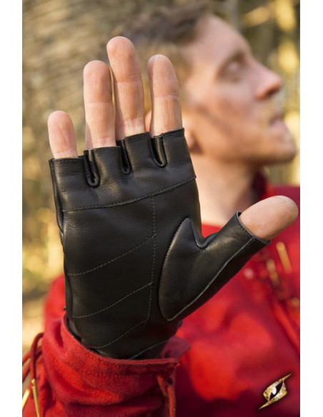 Gants fantaisie Pícaro en cuir noir
