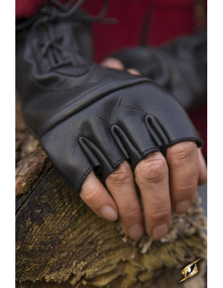 Gants fantaisie Pícaro en cuir noir