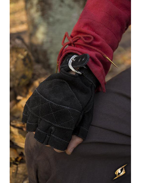 Gants celtiques en daim noir,...