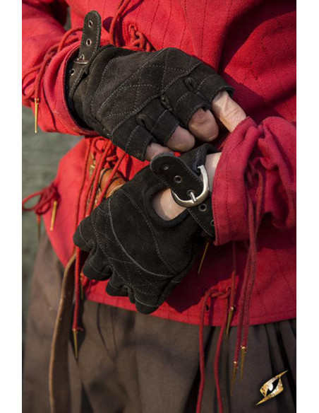 Gants celtiques en daim noir,...