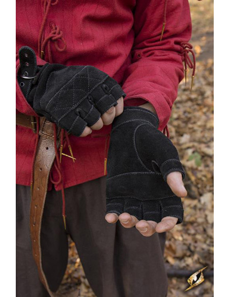 Gants celtiques en daim noir,...