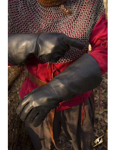 Gants médiévaux Falcon, cuir noir