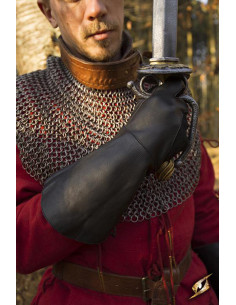 Gants médiévaux Falcon, cuir noir 2