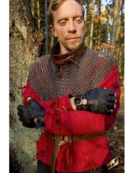 Gants celtiques en cuir noir,...