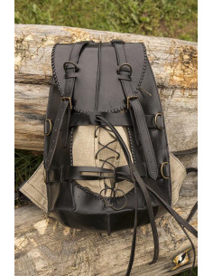 Sac à dos d'aventurier médiéval de couleur noire