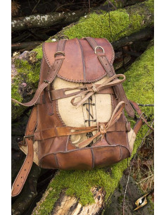 Sac à dos d'aventurier médiéval de couleur marron