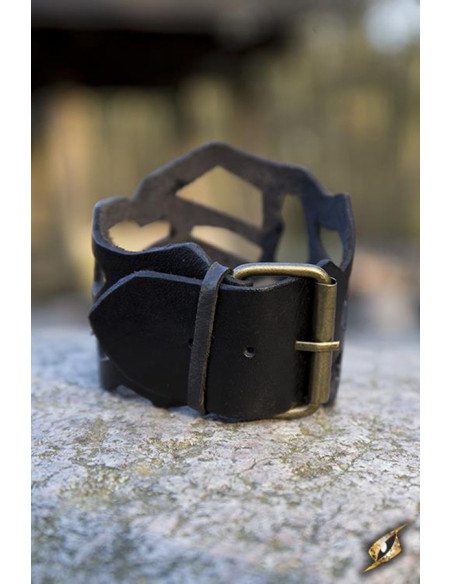 Bracelet Elf Rogue en cuir noir, 31 cm.