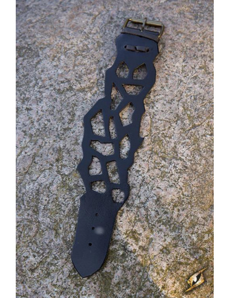 Bracelet Elf Rogue en cuir noir, 31 cm.