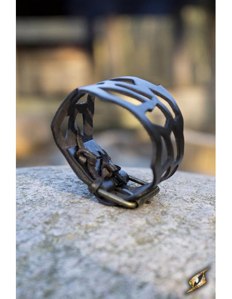 Bracelet Elf Rogue en cuir noir, 31 cm.