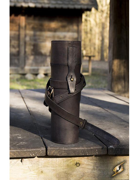 Porte-parchemin avec dragonne en cuir...