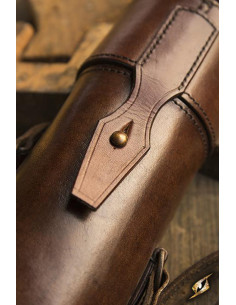 Porte-parchemin avec dragonne en cuir marron 2