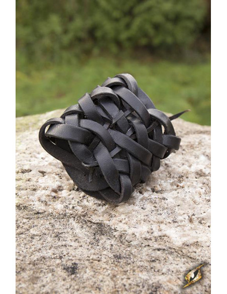 Bracelet en cuir noir tressé celtique
