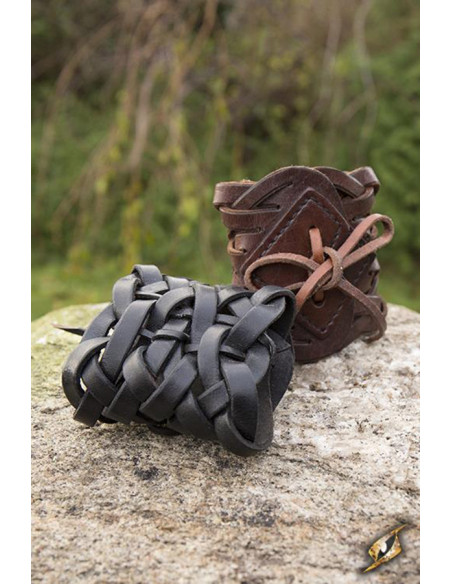 Bracelet tressé en cuir marron celtique