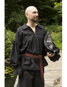 Chemise Renaissance en coton Aramis, coloris noir