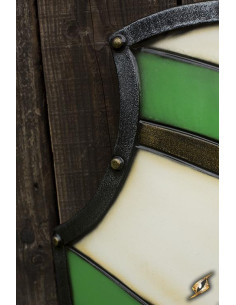 Bouclier Chevalier Médiéval Vert/Blanc en latex, 80x52 cm. 2