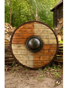 Bouclier Viking Thegn Blanc/Bois pour GN, ø 70 cm.