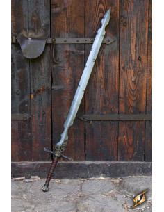 Épée à deux mains avec encoches en latex pour GN, 135 cm.