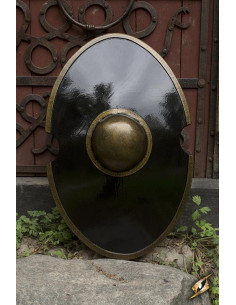 Bouclier romain elliptique noir, 70x45 cm.
